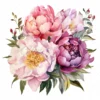 24 High-Quality Iridescent Peony Clipart - Iridescent peony digital watercolor JPG instant download for commercial use - Digital download