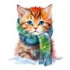 18 High-Quality Kittens With Scarf Clipart - Kittens scarf digital watercolor JPG instant download for commercial use - Digital download