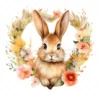 20 High-Quality Bunny in Heart Wreath Clipart - Bunny wreath digital watercolor JPG instant download for commercial use - Digital download