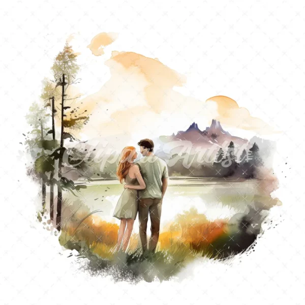 20 High-Quality Loving Couple Clipart - Loving couple digital watercolor JPG instant download for commercial use - Digital download
