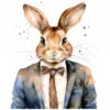 19 High-Quality Bunny in Suit Clipart - Bunny in suit digital watercolor JPG instant download for commercial use - Digital download