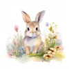 20 High-Quality Bunny in a Meadow Clipart - Bunny meadow digital watercolor JPG instant download for commercial use - Digital download