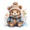 20 High-Quality Winter Teddy Bear Clipart - Winter teddy bear digital watercolor JPG instant download for commercial use - Digital download