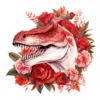 20 High-Quality Red Floral Dinosaur Clipart - Red dinosaur digital watercolor JPG instant download for commercial use - Digital download