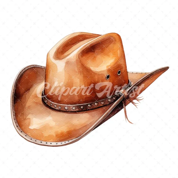 20 High-Quality Cowboy Hat Clipart - Cowboy hat digital watercolor JPG instant download for commercial use - Digital download