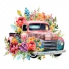 19 High-Quality Floral Truck Clipart - Floral truck digital watercolor JPG instant download for commercial use - Digital download