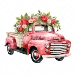 18 High-Quality Roses Pickup Trucks Clipart - Roses trucks digital watercolor JPG instant download for commercial use - Digital download