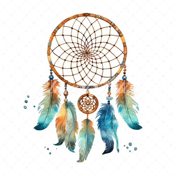 20 High-Quality Dreamcatcher Clipart - Dreamcatcher digital watercolor JPG instant download for commercial use - Digital download