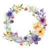 20 High-Quality Wildflowers Wreath Clipart - Wildflower wreath digital watercolor JPG instant download for commercial use - Digital download