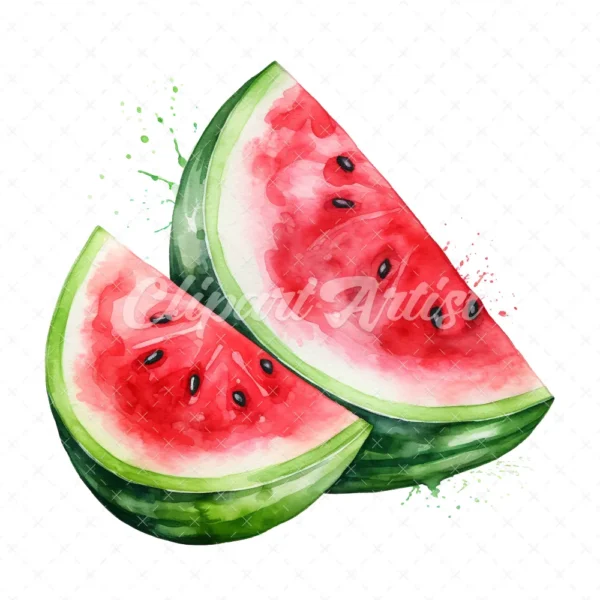 20 High-Quality Watermelon Clipart - Watermelon digital watercolor JPG instant download for commercial use - Digital download