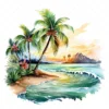 20 High-Quality Tropical Beach Clipart - Tropical beach digital watercolor JPG instant download for commercial use - Digital download