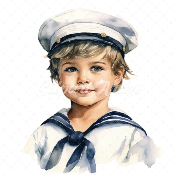 20 High-Quality Sailor Boy Clipart - Sailor boy digital watercolor JPG instant download for commercial use - Digital download