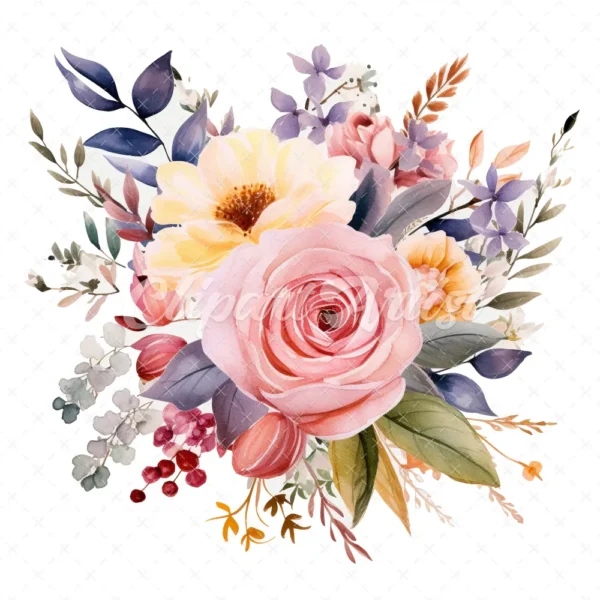 20 High-Quality Flower Bouquet Clipart - Flower bouquet digital watercolor JPG instant download for commercial use - Digital download