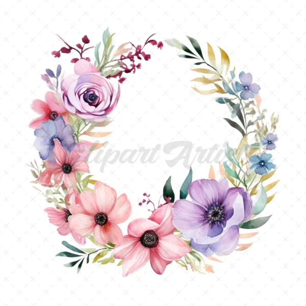 20 High-Quality Floral Wreaths Clipart - Floral Wreath digital watercolor JPG instant download for commercial use - Digital download