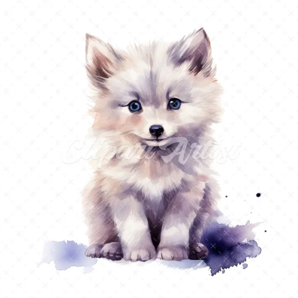 20 High-Quality Fluffy Sitting Dogs Clipart - Fluffy dogs digital watercolor JPG instant download for commercial use - Digital download