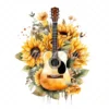 20 High-Quality Sunflowers Guitars Clipart - Sunflowers guitar digital watercolor JPG instant download for commercial use - Digital download