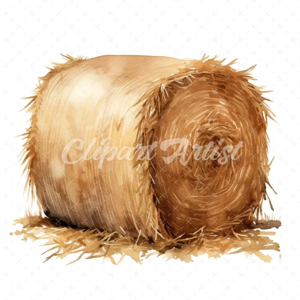 19 High-Quality Hay Bale Clipart - Hay bale digital watercolor JPG instant download for commercial use - Digital download