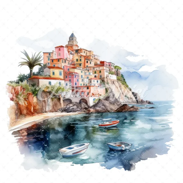 19 High-Quality Italian Seaside Clipart - Italian seaside digital watercolor JPG instant download for commercial use - Digital download