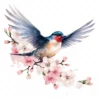 20 High-Quality Floral Swallow Clipart - Floral swallow digital watercolor JPG instant download for commercial use - Digital download