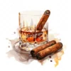 20 High-Quality Cigar Glass of Whisky Clipart -Cigar whisky digital watercolor JPG instant download for commercial use - Digital download