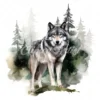 20 High-Quality Forest Grey Wolf Clipart - Forest grey wolf digital watercolor JPG instant download for commercial use - Digital download