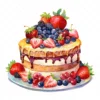 20 High-Quality Birthday Fruit Cake Clipart - Fruit cake digital watercolor JPG instant download for commercial use - Digital download