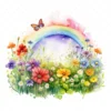 22 High-Quality Rainbow Meadow Clipart - Rainbow meadow digital watercolor JPG instant download for commercial use - Digital download