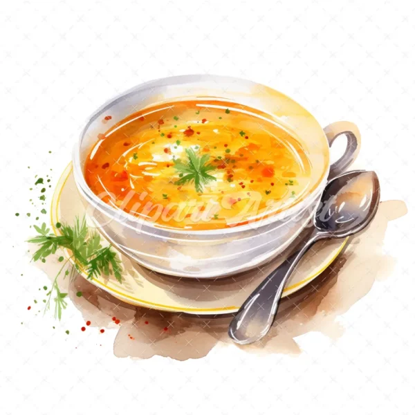 20 High-Quality Soup Clipart - Soup digital watercolor JPG instant download for commercial use - Digital download