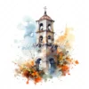 20 High-Quality Bell Tower Clipart - Bell tower digital watercolor JPG instant download for commercial use - Digital download