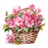 20 High-Quality Azaleas Basket Clipart - Azaleas basket digital watercolor JPG instant download for commercial use - Digital download