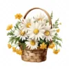 20 High-Quality Daisies Basket Clipart - Daisies basket digital watercolor JPG instant download for commercial use - Digital download