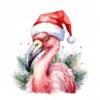 20 High-Quality Flamingo Santa Hat Clipart - Flamingo hat digital watercolor JPG instant download for commercial use - Digital download