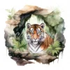20 High-Quality Forest Cave Tiger Clipart - Cave tiger digital watercolor JPG instant download for commercial use - Digital download
