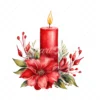 20 High-Quality Red Floral Candles Clipart - Red candle flower digital watercolor JPG instant download for commercial use - Digital download