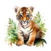 20 High-Quality Forest Tiger Cub Clipart - Forest tiger cub digital watercolor JPG instant download for commercial use - Digital download