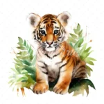 20 High-Quality Forest Tiger Cub Clipart - Forest tiger cub digital watercolor JPG instant download for commercial use - Digital download