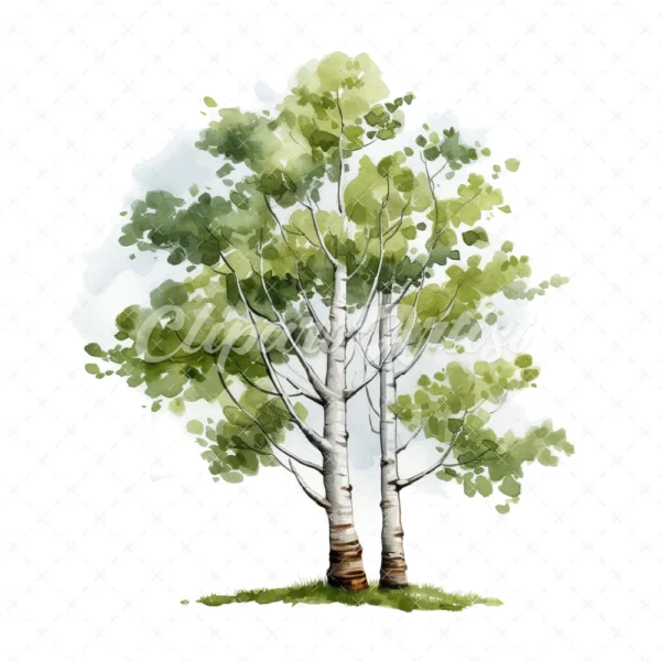 19 High-Quality Birch Tree Clipart - Birch tree digital watercolor JPG instant download for commercial use - Digital download