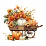 20 High-Quality Pumpkins Wheelbarrow Clipart - Pumpkins digital watercolor JPG instant download for commercial use - Digital download