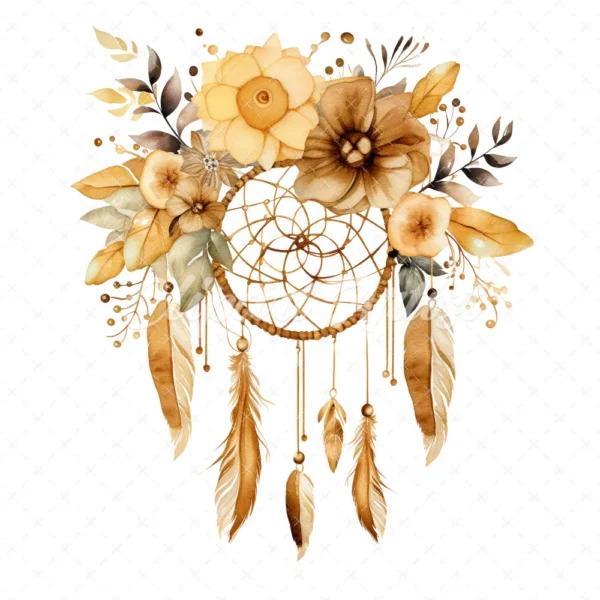 20 High-Quality Boho Dreamcatcher Clipart - Boho dreamcatcher digital watercolor JPG instant download for commercial use - Digital download
