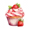 20 High-Quality Strawberry Cupcake Clipart - Cupcake digital watercolor JPG instant download for commercial use - Digital download