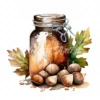 20 High-Quality Acorns Jar Clipart - Acorns jar digital watercolor JPG instant download for commercial use - Digital download
