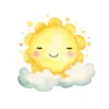 18 High-Quality Cute Sun and Cloud Clipart - Cute sun cloud digital watercolor JPG instant download for commercial use - Digital download