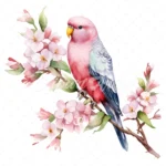 18 High-Quality Pink Bourke Parakeet Clipart - Pink parakeet digital watercolor JPG instant download for commercial use - Digital download