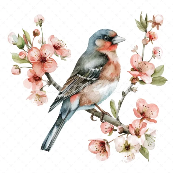20 High-Quality Chaffinch Flower Clipart - Chaffinch flower digital watercolor JPG instant download for commercial use - Digital download