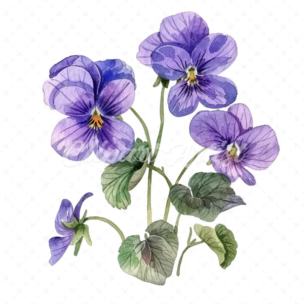 20 High-Quality Violets Clipart - Violets clipart digital watercolor JPG instant download for commercial use - Digital download