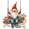 18 High-Quality Gnome on Swing Clipart - Gnome on swing wreath digital watercolor JPG instant download for commercial use - Digital download