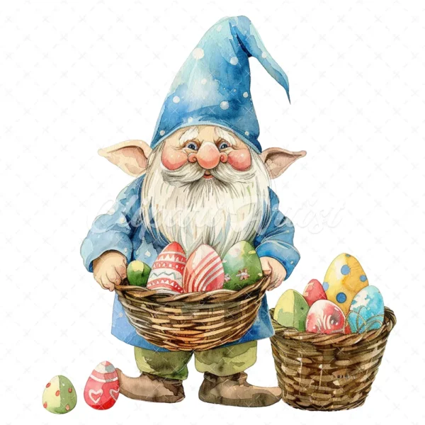 20 High-Quality Gnome With Easter Clipart - Easter gnome digital watercolor JPG instant download for commercial use - Digital download