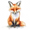 20 High-Quality Cute Foxes Clipart - Cute fox sitting digital watercolor JPG instant download for commercial use - Digital download