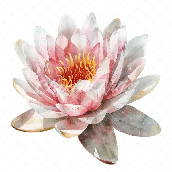 19 High-Quality Delicate Water Lily Clipart - Water lily digital watercolor JPG instant download for commercial use - Digital download