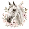 20 High-Quality White Floral Horse Clipart - White horse digital watercolor JPG instant download for commercial use - Digital download